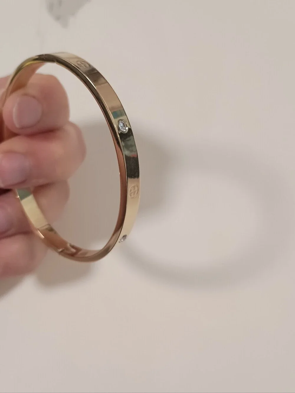 Gold Love Style Crystal Bangle Bracelet Oval Hinged